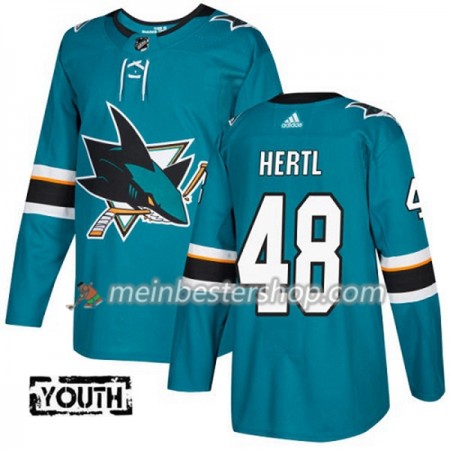 San Jose Sharks Tomas Hertl 48 Adidas 2017-2018 Teal Trikot Authentic - Kinder